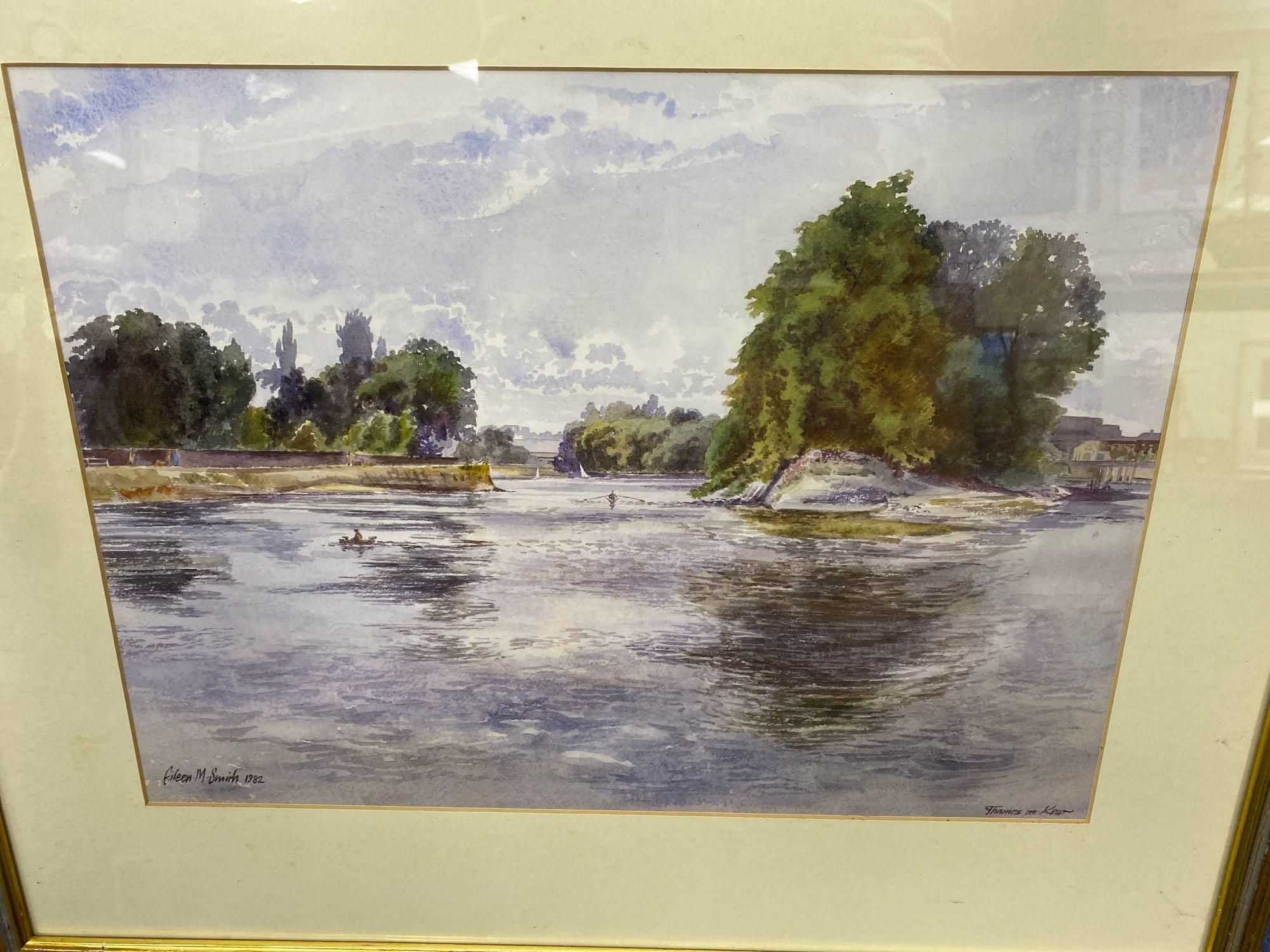 After Samuel Howitt, colour print, Pheasant Shooting I, 40 x 50cm and an Eileen Smith print of the Thames at Kew.